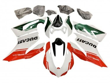 Online Blanco Verde Rojo Raya Carenado Moto Ducati Panigale 899 2011-2014