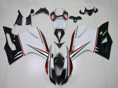 Online Blanco Rojo Verde Negro Brillante Carenado Moto Ducati Panigale 1199 2011-2014