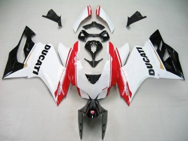 Online Blanco Rojo Negro Brillante Raya Carenado Moto Ducati Panigale 1199 2011-2014