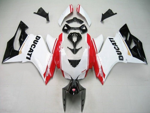 Online Blanco Rojo Negro Brillante Raya Carenado Moto Ducati Panigale 1199 2011-2014