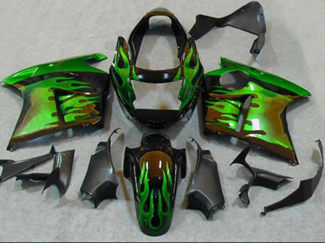 Online Negro Brillante Verde Llama Carenado Moto Honda CBR1100XX Blackbird 1996-2007