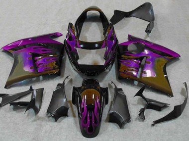 Online Negro Brillante Púrpura Llama Carenado Moto Honda CBR1100XX Blackbird 1996-2007