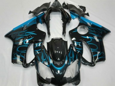 Online Negro Brillante Azul Claro Llama Carenado Moto Honda CBR600 F4i 2001-2003
