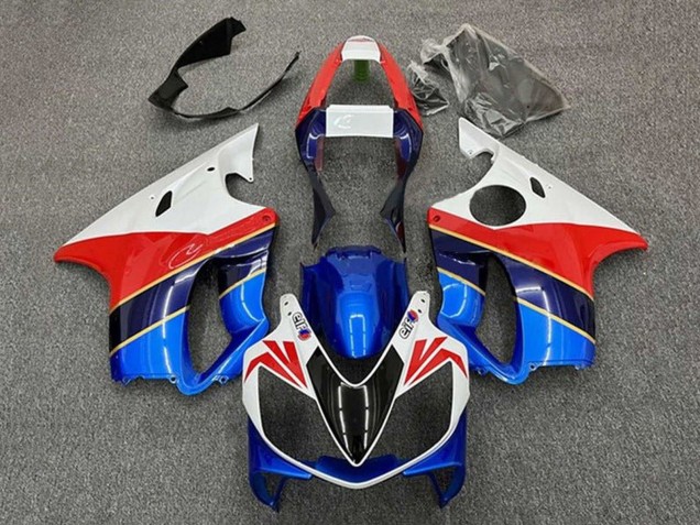Online Blanco Rojo Azul Azul Oscuro Carenado Moto Honda CBR600 F4i 2001-2003