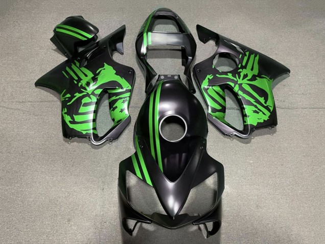 Online Verde Negro Mate Cráneo Carenado Moto Honda CBR600 F4i 2001-2003