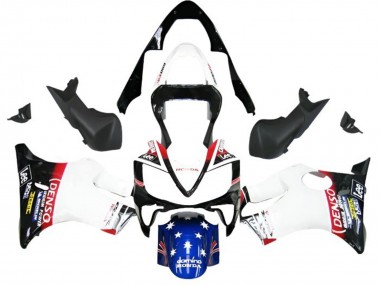 Online Blanco Azul Rojo Negro Brillante DENSO Star Carenado Moto Honda CBR600 F4i 2001-2003