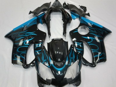 Online Negro Brillante Azul Claro Llama Carenado Moto Honda CBR600 F4i 2004-2007