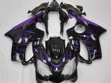 Online Negro Brillante Púrpura Llama Carenado Moto Honda CBR600 F4i 2004-2007