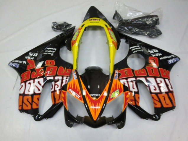 Online Amarillo Naranja Negro Brillante Rossi Carenado Moto Honda CBR600 F4i 2004-2007