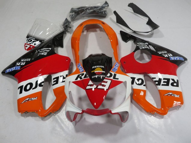 Online Naranja Blanco Rojo Negro Brillante Repsol 93 Carenado Moto Honda CBR600 F4i 2004-2007