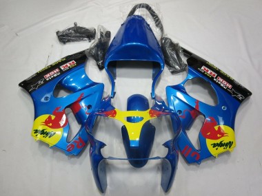 Online Azul Amarillo Negro Rojo Bull Carenado Moto Kawasaki ZX6R 2000-2002