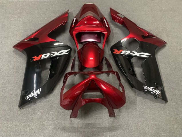 Online Rojo Negro Brillante Blanco Ninja Carenado Moto Kawasaki ZX6R 2003-2004