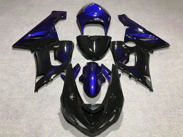 Online Azul Negro Brillante Carenados Moto Kawasaki ZX6R 2005-2006