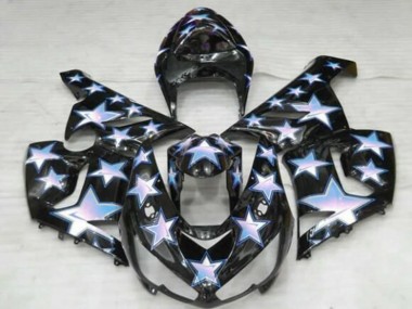 Online Negro Azul Blanco Estrella Carenado Moto Kawasaki ZX6R 2005-2006
