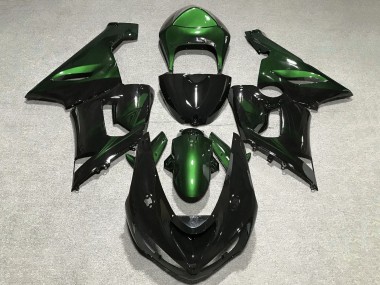 Online Verde Negro Brillante Carenado Moto Kawasaki ZX6R 2005-2006