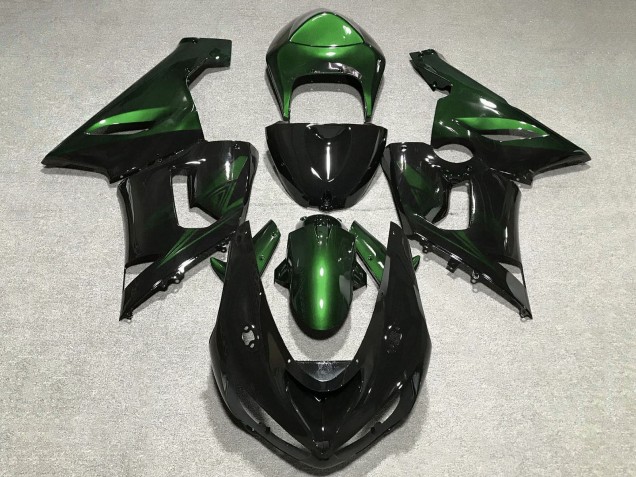 Online Verde Negro Brillante Carenado Moto Kawasaki ZX6R 2005-2006