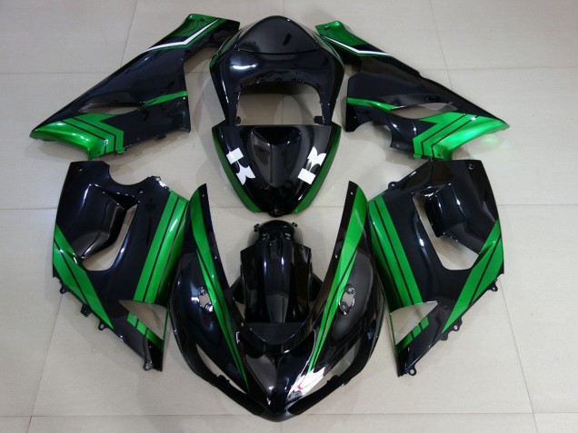 Online Verde Blanco Negro Brillante Carenado Moto Kawasaki ZX6R 2005-2006