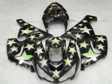 Online Negro Verde Estrella Carenado Moto Kawasaki ZX6R 2005-2006