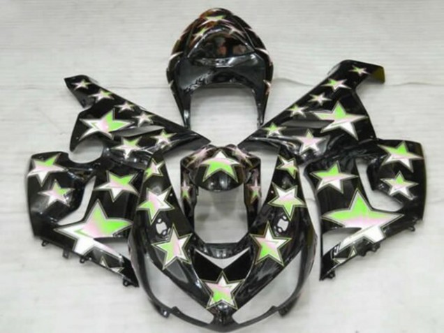 Online Negro Verde Estrella Carenado Moto Kawasaki ZX6R 2005-2006