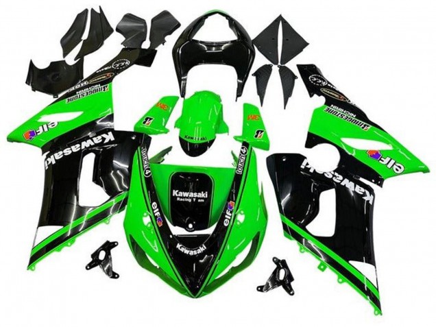 Online Negro Brillante Verde Blanco Elf Touch4 Bridgestone Carenado Moto Kawasaki ZX6R 2005-2006