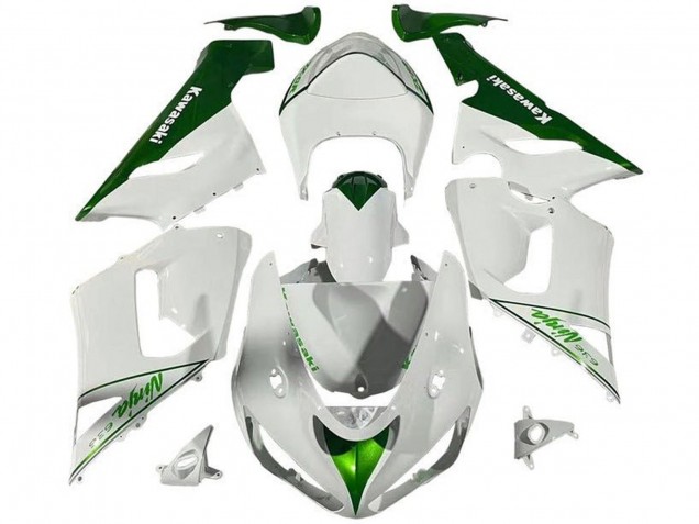Online Blanco Verde Carenado Moto Kawasaki ZX6R 2005-2006