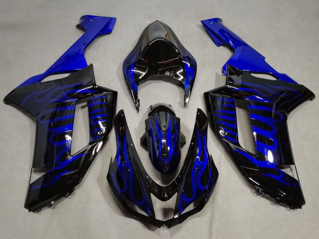 Online Negro Azul Llama Carenado Moto Kawasaki ZX6R 2007-2008