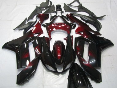 Online Negro Rojo Oscuro Carenado Moto Kawasaki ZX6R 2007-2008
