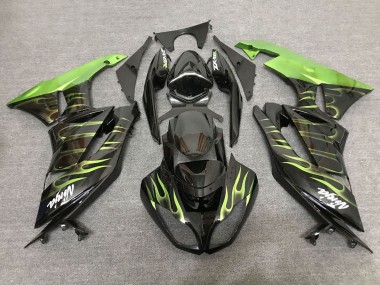 Online Negro Verde Claro Llama Carenado Moto Kawasaki ZX6R 2007-2008