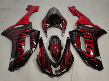 Online Negro Rojo Llama Carenado Moto Kawasaki ZX6R 2007-2008