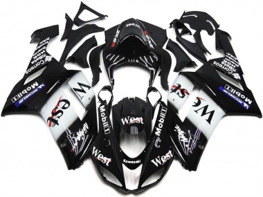 Online Negro Blanco West Mobil Carenado Moto Kawasaki ZX6R 2007-2008