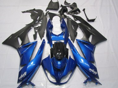 Online Azul Negro Mate Blanco Carenado Moto Kawasaki ZX6R 2007-2008