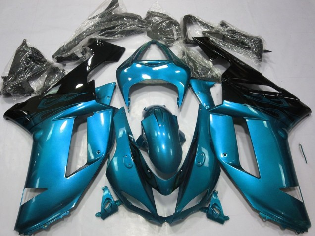 Online Azul Claro Negro Carenado Moto Kawasaki ZX6R 2007-2008
