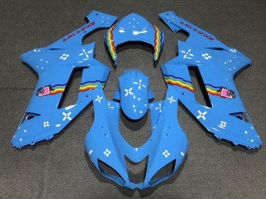 Online Azul Claro Arcoíris Carenado Moto Kawasaki ZX6R 2007-2008
