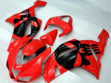 Online Rojo Negro Cráneo Carenado Moto Kawasaki ZX6R 2007-2008