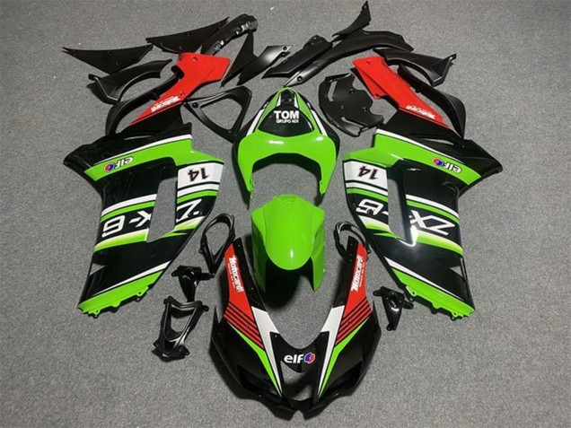 Online Negro Verde Blanco Rojo Carenado Moto Kawasaki ZX6R 2007-2008