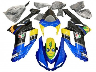 Online Azul Negro Amarillo Tiburón Carenado Moto Kawasaki ZX6R 2007-2008