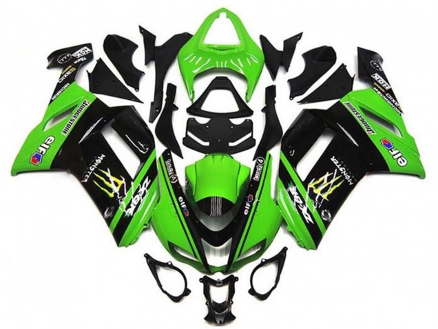 Online Verde Negro Monstruo Elf Carenado Moto Kawasaki ZX6R 2007-2008