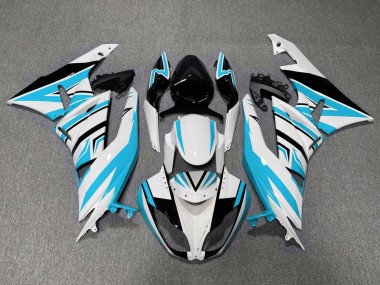 Online Blanco Azul Claro Negro Carenado Moto Kawasaki ZX6R 2009-2012