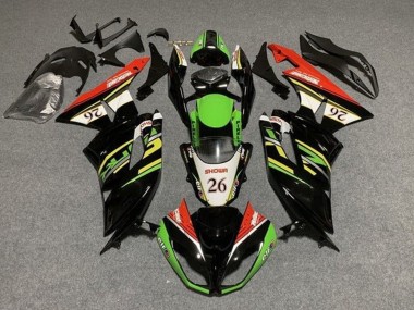 Online Verde Negro Brillante Blanco Rojo Showr 26 Carenado Moto Kawasaki ZX6R 2009-2012