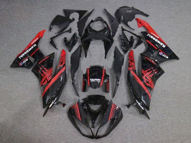 Online Negro Brillante Rojo Monstruo Carenado Moto Kawasaki ZX6R 2009-2012