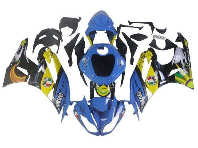 Online Azul Amarillo Tiburón Carenado Moto Kawasaki ZX6R 2009-2012