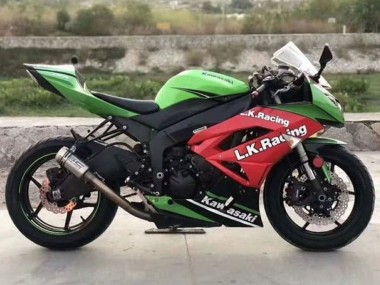 Online Verde Rojo Negro Blanco L.K. Carrera Carenado Moto Kawasaki ZX6R 2009-2012