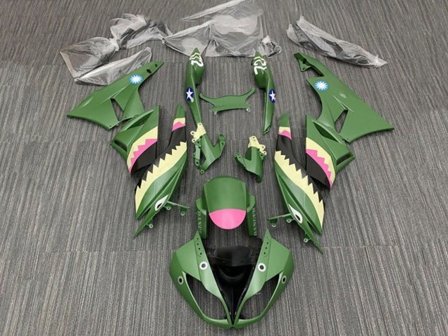 Online Amarillo Rosa Verde Mate Tiburón Carenado Moto Kawasaki ZX6R 2009-2012