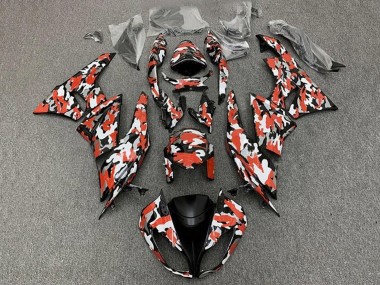 Online Rojo Blanco Negro Camouflage Carenado Moto Kawasaki ZX6R 2009-2012