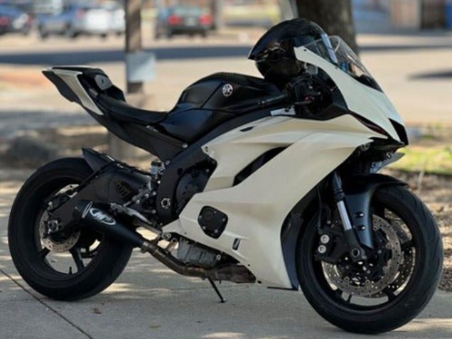 Online Crema Blanco Negro Mate Carenado Moto Kawasaki ZX6R 2013-2018