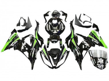 Online Negro Brillante Verde Blanco Monstruo Nieve Carenado Moto Kawasaki ZX6R 2013-2018
