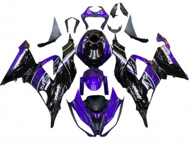 Online Azul Negro Brillante Carenados Moto Kawasaki ZX6R 2013-2018