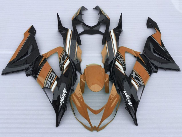 Online Naranja Negro Blanco Carenado Moto Kawasaki ZX6R 2013-2018