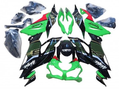 Online Verde Rojo Negro Brillante Honeycomb Carenado Moto Kawasaki ZX6R 2019-2022