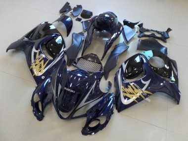 Online Carenados Moto Suzuki GSXR 1300 Hayabusa 2008-2020 - Azul Oscuro Negro Oro Plata